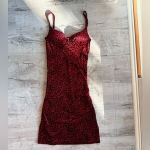 Vintage Y2K Red and Black Leopard Print Mini Dress